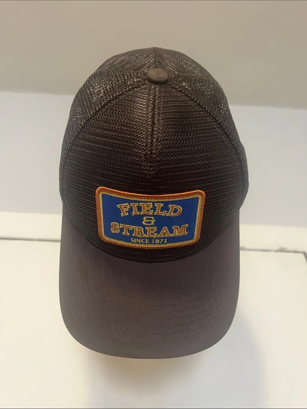Field & Stream Dark Brown Trucker Cap with Blue & Gold Patch